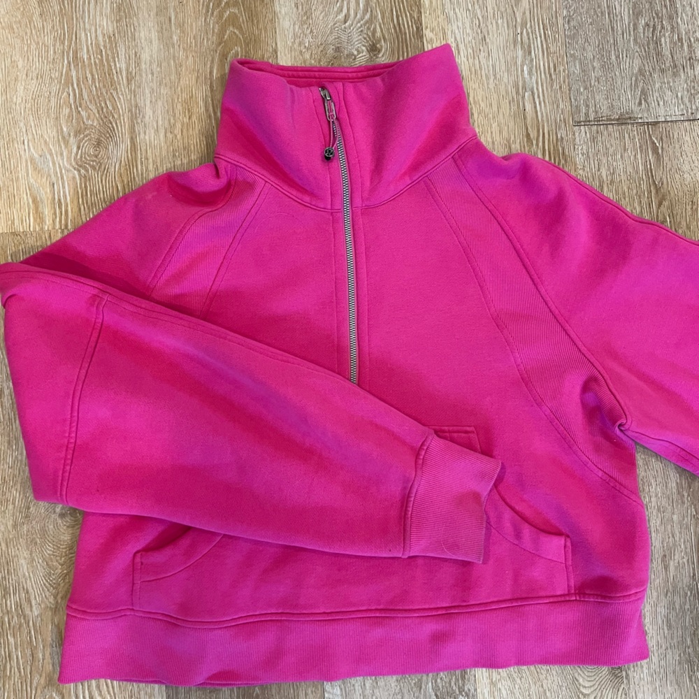 Lululemon sonic pink funnel neck scuba in like new condition